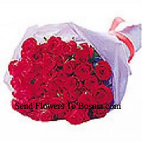 Beautifully Wrapped Bunch Of 24 Red Roses